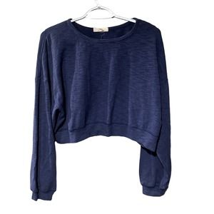 Chelsea & Violet Blue Long Sleeve Cropped Sweater Size Medium